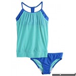 Speedo Girls Mesh Overlay Blouson Tankini Top & Bottoms Swimsuit Set Mint Frost B07HNN396S